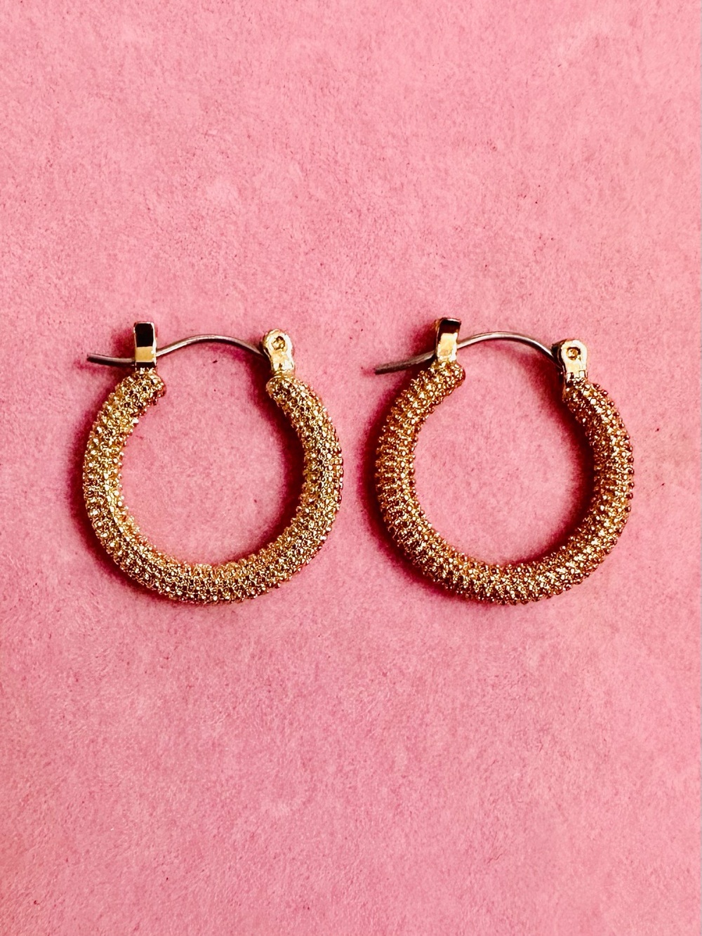 Rose Gold Textured Hoop Earrings
